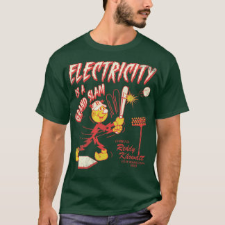 Vintager bedrückter Reddy Kilowatt Baseball-Hero T-Shirt