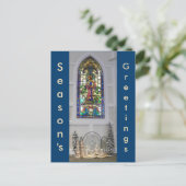 Vintager beflecktes Glasfensteru. Feiertagspostkarte (Stehend Vorderseite)