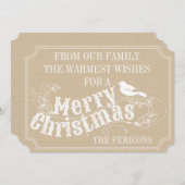 Vintager beige Feiertag der Weihnachtsrustikalen Feiertagskarte (Vorne/Hinten)