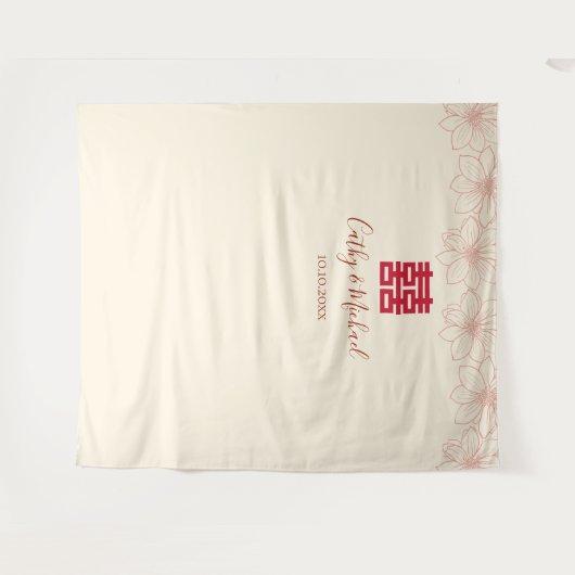 Vintager, beiger Blumenstrauß Wandteppich (Vorderseite (Horizontal))