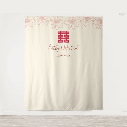 Vintager, beiger Blumenstrauß Wandteppich (Vorderseite)