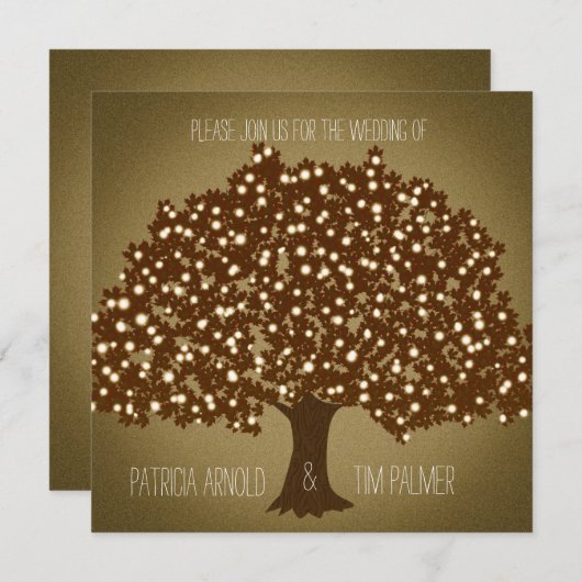 Vintager beleuchteter Baum Rustikale Hochzeitseinl Einladung (Vorne/Hinten)