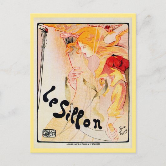 Vintager belgischer Jugendstil Le Sillon Postkarte (Vorderseite)