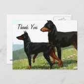 Vintager bemalter Doberman danke Ihnen auf Postkar Postkarte (Vorne/Hinten)