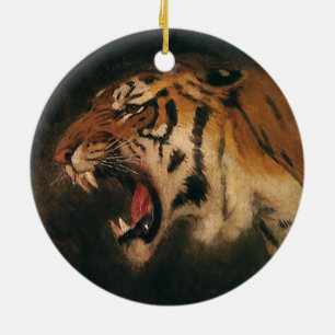 Vintager bengalischer brüllende Tiger-große Katz Keramik Ornament