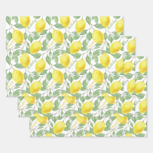 Vintager benutzerdefinierter Text Zitronenfrüchte  Geschenkpapier Set (Set)