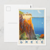 Vintager Berg Athos, Griechenland, Reiseplakat Postkarte (Vorne/Hinten)