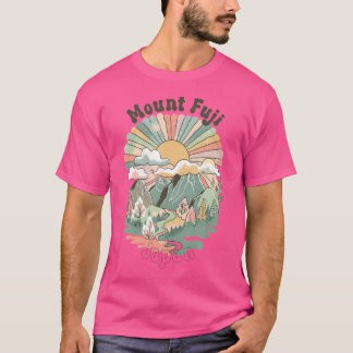 Vintager Berg Fuji Japan Gebirge Wanderung Sonnenu T-Shirt