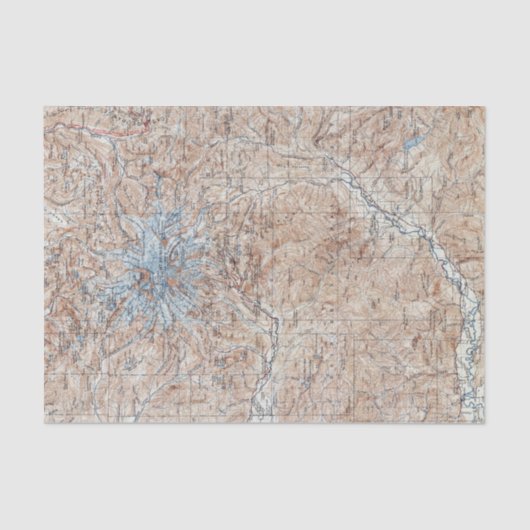 Vintager Berg Rainier Topografische Karte Seidenpapier (Vorderseite)