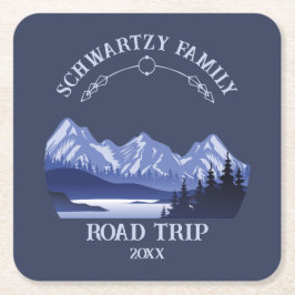 Vintager Berg Sonnenuntergang Außensee Retreat bla Rechteckiger Pappuntersetzer