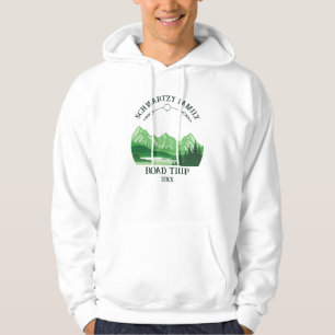 Vintager Berg Sonnenuntergang Außensee Retreat Grü Hoodie