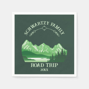 Vintager Berg Sonnenuntergang Außensee Retreat Grü Serviette
