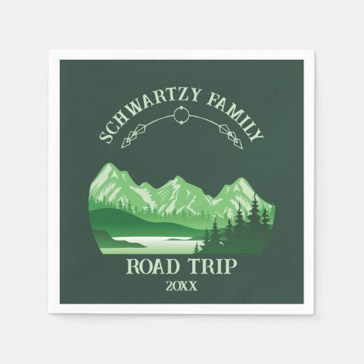 Vintager Berg Sonnenuntergang Außensee Retreat Grü Serviette (Vorderseite)