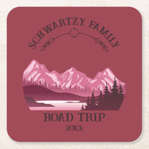 Vintager Berg Sonnenuntergang Außensee Retreat rot Rechteckiger Pappuntersetzer