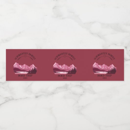 Vintager Berg Sonnenuntergang Roter Außensee Wasserflaschenetikett (Einzelnes Label)