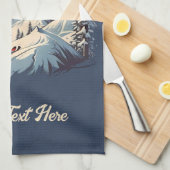 Vintager Bergpin Skifahren orange Sonnenuntergang Geschirrtuch (Viertel Falte)