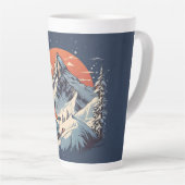 Vintager Bergpin Skifahren orange Sonnenuntergang Milchtasse (Rechte Ecke)