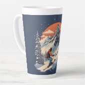 Vintager Bergpin Skifahren orange Sonnenuntergang Milchtasse (Linke Ecke)
