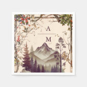 Vintager Bergwald Hochzeit von Evergreen Tree Serviette (Vorderseite)