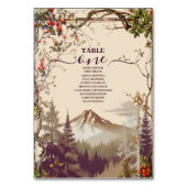 Vintager Bergwald Hochzeit von Evergreen Tree Tischnummer (Vorderseite)