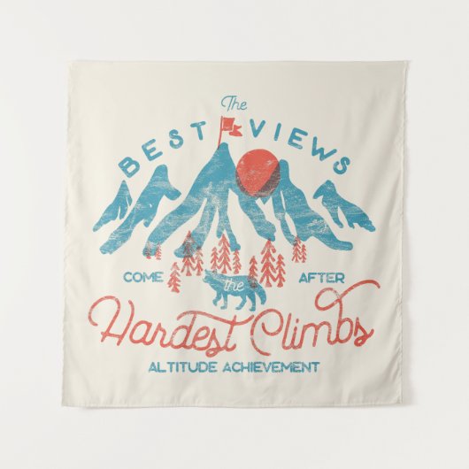 Vintager BergWolf Klettern Wandern im Freien Wandteppich (Vorderseite)