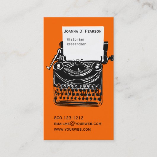 Vintager Beruflicher Schriftsteller Visitenkarte (Vorderseite)