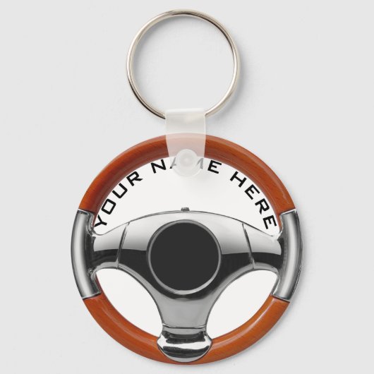 Vintager Besitzer der hölzernen Lenkradgarage Schlüsselanhänger (Vorderseite)