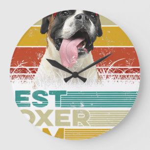 Vintager Besitzer von Boxer Hunden Große Wanduhr