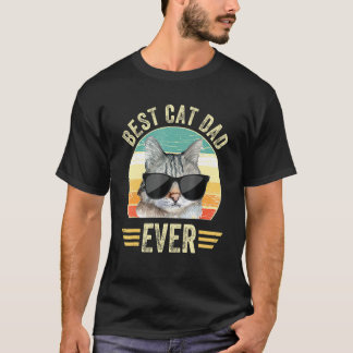 Vintager bester Cat Vater je Brille Retro Fathers T-Shirt