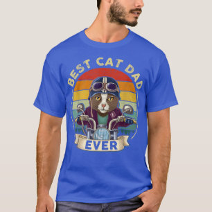 Vintager bester Cat Vater je Cat Riding Motorrad-F T-Shirt