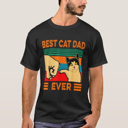 Vintager bester Cat Vater je Faustschlag T-Shirt (Vorderseite)