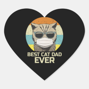 Vintager bester Cat Vater je Fett Cat Wear Brille Herz-Aufkleber
