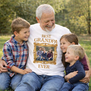 Vintager bester Opa je Foto Antiker Rahmen T-Shirt