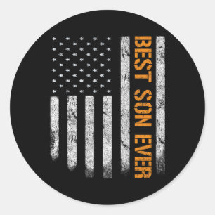Vintager Bester Sohn je amerikanischer Flaggenflag Runder Aufkleber