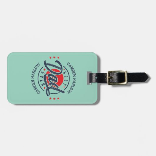 Vintager bester Vater je Name Gepäckanhänger (Vorderseite horizontal)