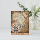 Vintager Besuch Afrikas Karte Tiger Blumenreise (Stehend Vorderseite)