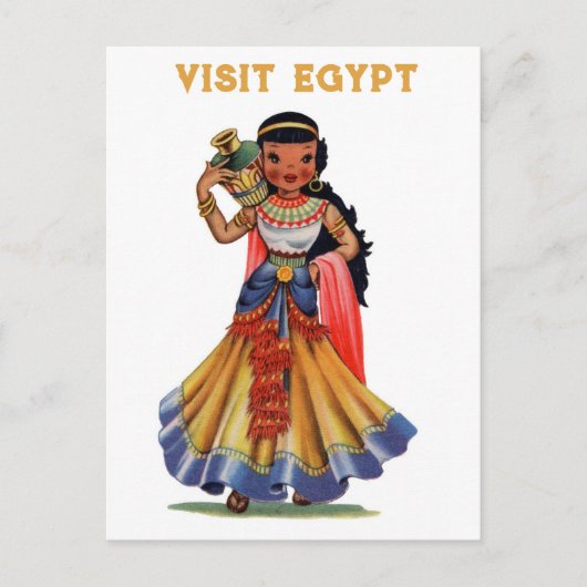 Vintager Besuch Ägyptens Ägyptische Frauenreise Postkarte (Vorderseite)
