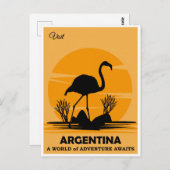 Vintager Besuch Argentinien Flamingo Reisen Postkarte (Vorne/Hinten)