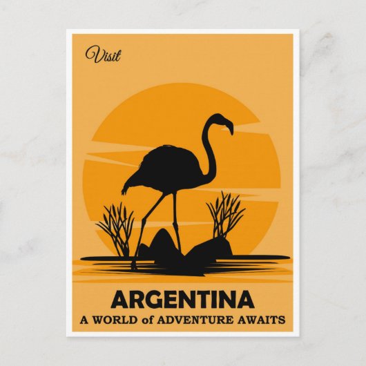 Vintager Besuch Argentinien Flamingo Reisen Postkarte (Vorderseite)