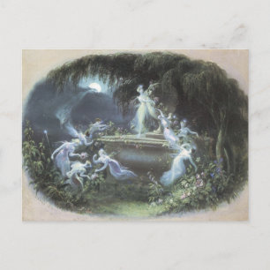 Vintager Besuch bei Mondlicht 1832 Postkarte