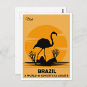 Vintager Besuch Brasilien Flamingo Reisen Postkarte (Vorne/Hinten)