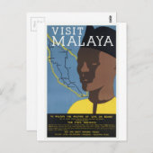 Vintager Besuch der Malaya Malaysia Railways Postkarte (Vorne/Hinten)