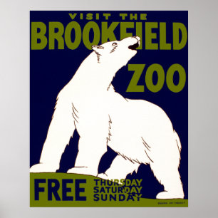 Vintager "Besuch des Brookfield Zoo" Polar Bear WP Poster