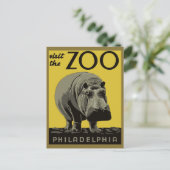 Vintager Besuch des Philadelphia Zoo Hippo Travel Postkarte (Stehend Vorderseite)