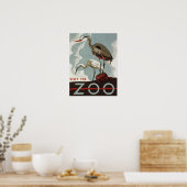 Vintager Besuch des Zooposters mit Vogelkranich Poster (Küche)