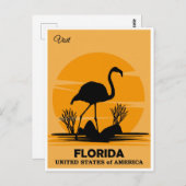 Vintager Besuch Florida Flamingo Postkarte (Vorne/Hinten)