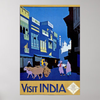 Vintager Besuch Indien Reiseplakat Print Poster