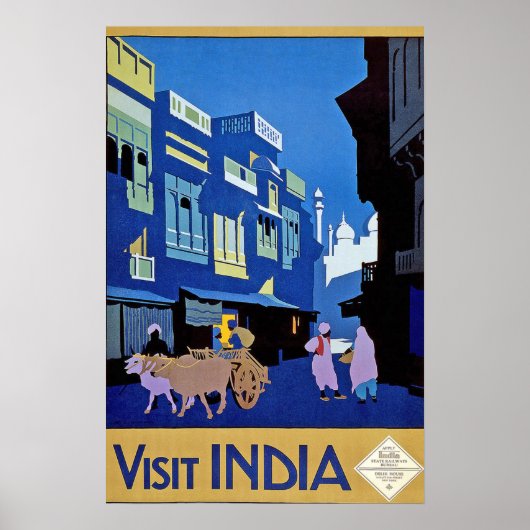 Vintager Besuch Indien Reiseplakat Print Poster (Vorne)