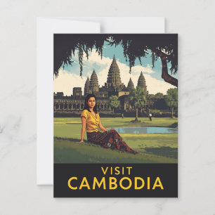 Vintager Besuch Kambodschas Angkor Wat Travel Postkarte