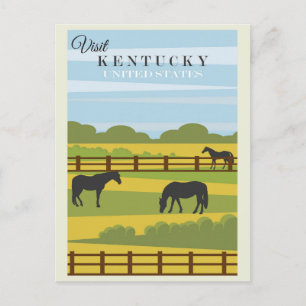 Vintager Besuch Kentucky Pferde Reiseplakat Postkarte